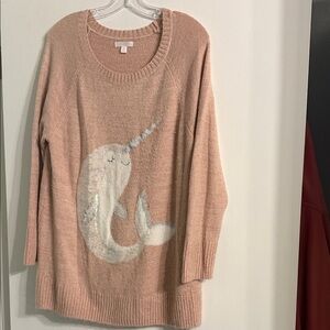 LC Lauren Conrad Blush Narwhal Sweater